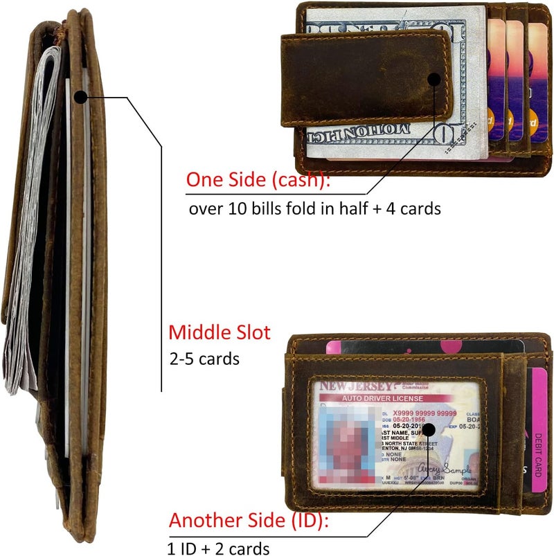 HOPSOOKEN Money Clip RFID Front Pocket Wallet Men Leather Slim Minimalist Wallet - Image 2